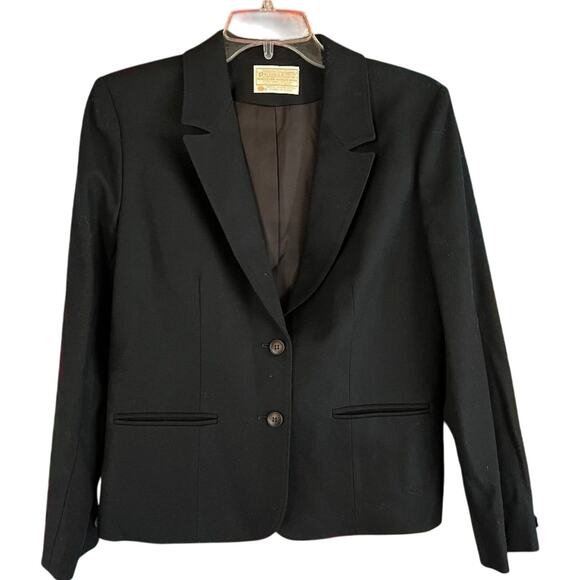 VINTAGE Pendleton 100% Virgin Wool Black Two Button Blazer Size 6 - Picture 1 of 5
